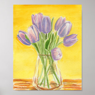 Purple Tulips Watercolor Poster