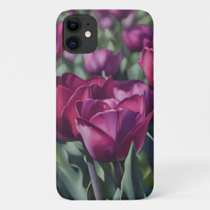 Purple Tulips Watercolor Style Art Phone Case
