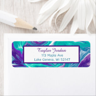 Purple Turquiose Marble Fluid Art Personalised