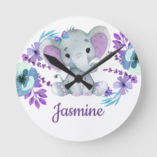 Purple turquoise Acrylic Wall Clock, Round (Medium Round Clock (Front)