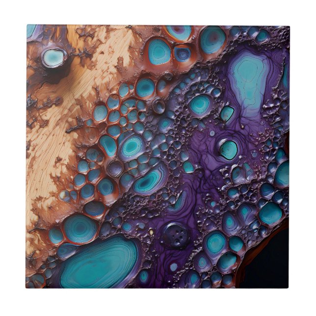 Purple Turquoise Art Ceramic Tile (Front)
