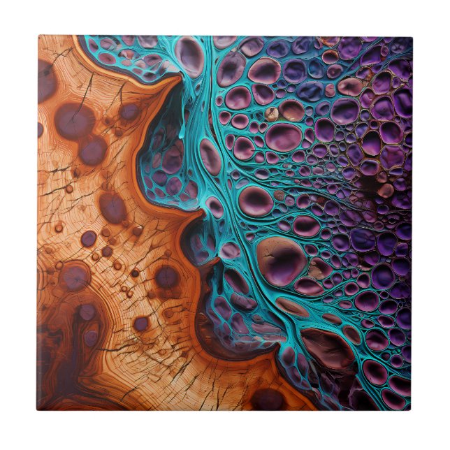 Purple Turquoise Art Ceramic Tile (Front)