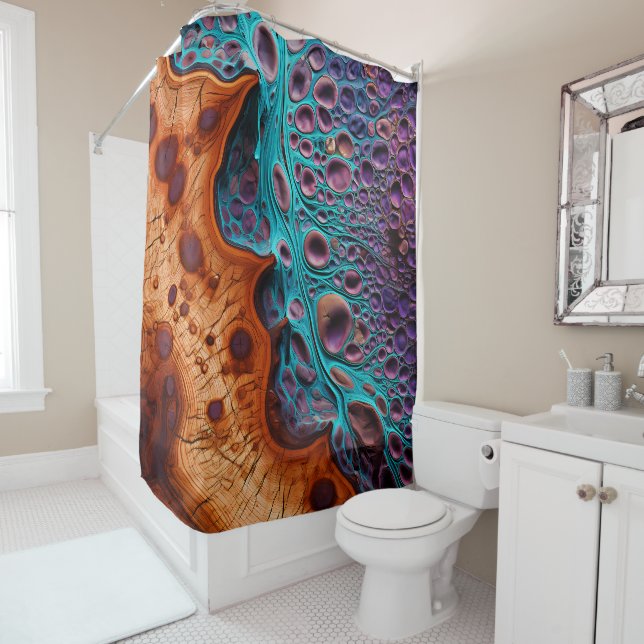 Purple Turquoise Art Shower Curtain (In Situ)