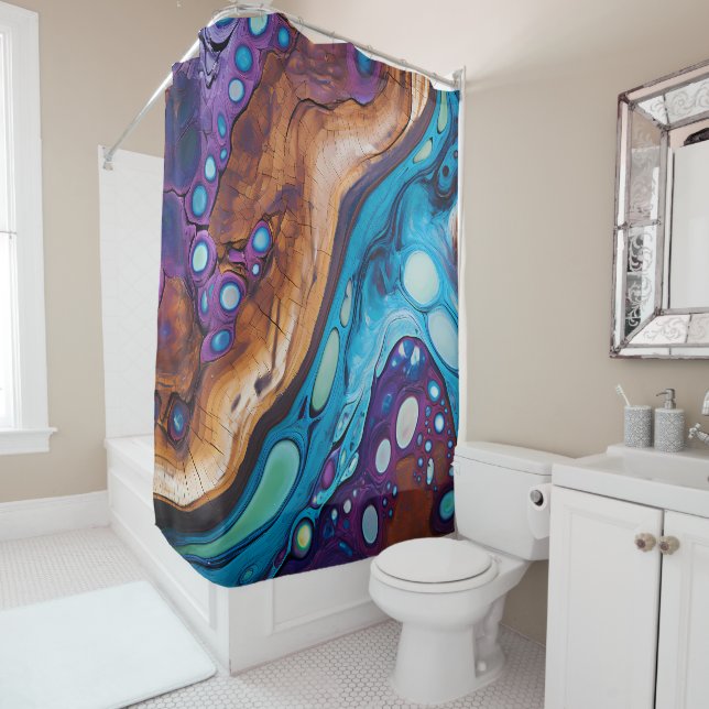 Purple Turquoise Art Shower Curtain (In Situ)