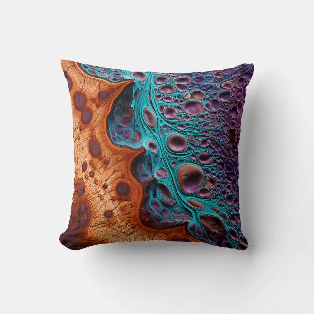 Purple Turquoise Art Throw Pillow (Front)
