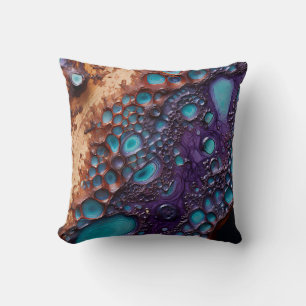 Purple Turquoise Art Throw Pillow