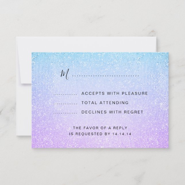 Purple & Turquoise Bat Mitzvah Faux Glitter RSVP (Front)