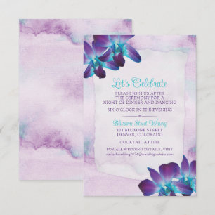 Purple Turquoise Blue Dendrobium Orchid Wedding Enclosure Card