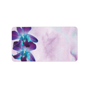 Purple Turquoise Blue Dendrobium Orchid Wedding Label