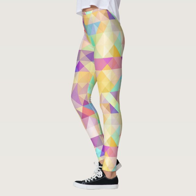 Purple Turquoise Blue Green Pink Art Pattern Leggings (Left)