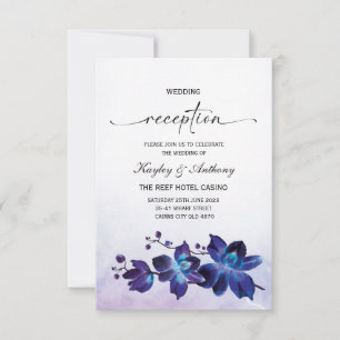 Purple Turquoise Blue Orchid Reception RSVP Card