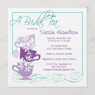 Purple & Turquoise Bridal Shower Invitation - Tea