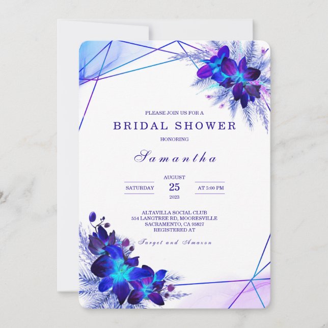 Purple Turquoise Bridal Shower Invitations (Front)