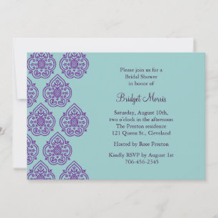 Purple/Turquoise Damask Bridal Shower Invitation