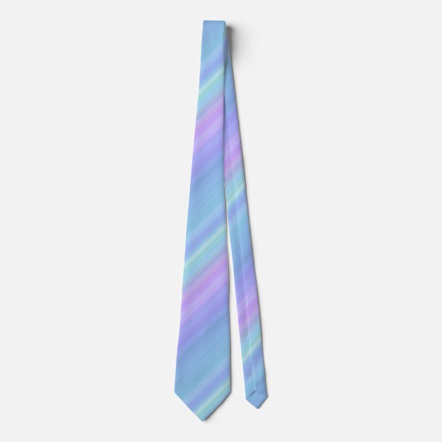 Purple Turquoise Green Blue Pastel Rainbow Tie (Front)