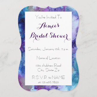 Purple & Turquoise Marble Bridal Shower Invitation