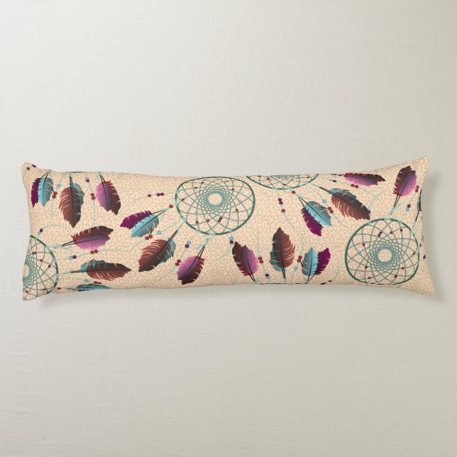 Purple Turquoise Native American Dream Catchers Body Cushion (Back)
