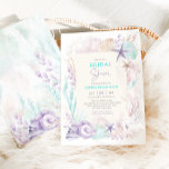 Purple Turquoise Ocean Bridal Shower Under the Sea Invitation<br><div class="desc">Delve into the ethereal world of the ocean as you invite your loved ones to celebrate this special occasion. The hand-painted watercolor illustrations of corals, sea shells, and starfish evoke a sense of tranquillity and natural charm, creating a dreamy atmosphere for the bridal shower. The soft pastel turquoise and lavender...</div>