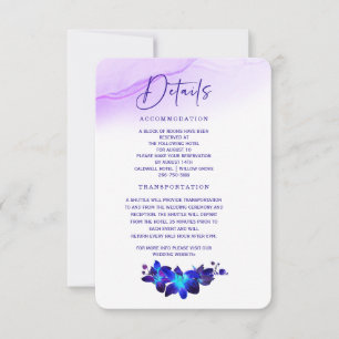 Purple Turquoise Orchid Wedding Details Card