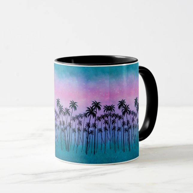 Purple-turquoise Palmtrees Mug (Front Right)