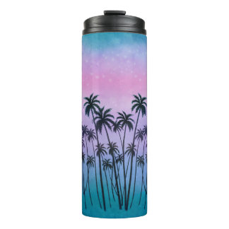 Purple-turquoise Palmtrees Thermal Tumbler