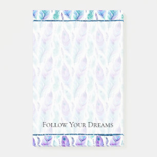 Purple Turquoise Peacock Feathers Post-it Notes