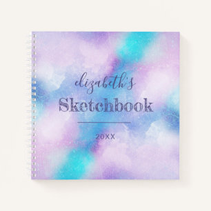 Purple Turquoise Personalised Artist's Sketchbook Notebook
