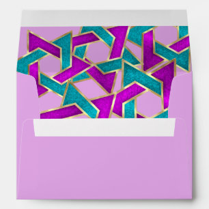 Purple Turquoise Star of David Gold Envelope