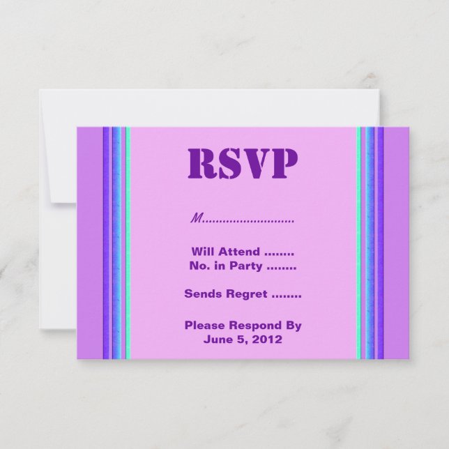 Purple turquoise stripe RSVP (Front)