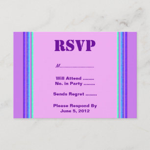 Purple turquoise stripe RSVP Card