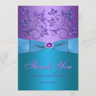Purple, Turquoise Thank You Card - Invite Style