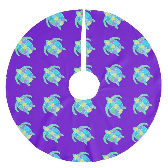 Purple Turtle Brushed Polyester Tree Skirt (Front)