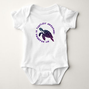 Purple Turtle GRANDMA Baby Bodysuit