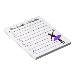 Purple Tutu Ballerina Ballet Dance Teacher Gift Notepad