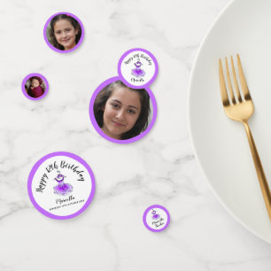 Purple tutu dress 12th birthday custom photo confetti