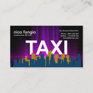 Purple Twilight Sky Luminous TAXI Cloud Taxi Business Card