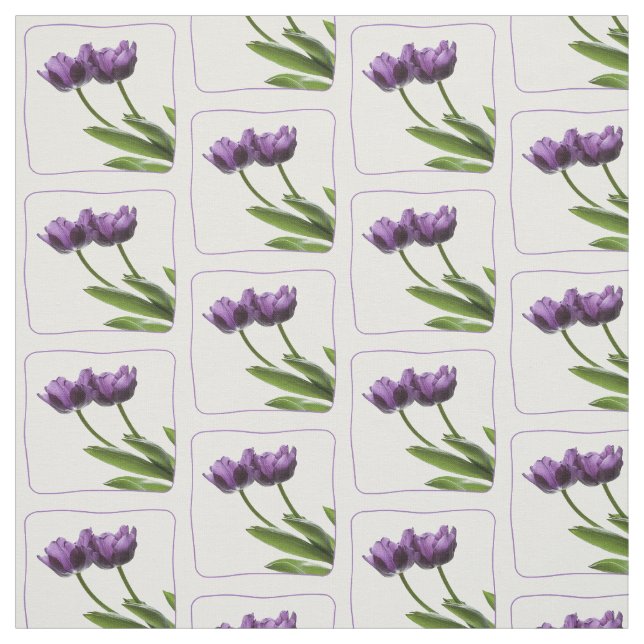 Purple Twin Tulips Spring Floral Photography Fabric (Swatch)