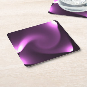 Purple Twirling Lights Square Paper Coaster