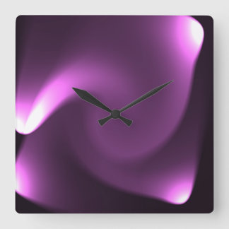 Purple Twirling Lights Square Wall Clock