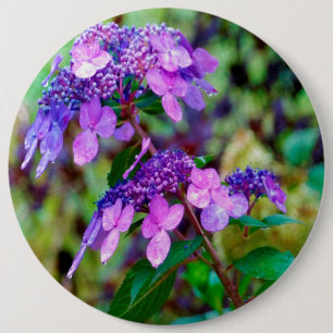 Purple Twist and Shout Hydrangea Flower 6 Cm Round Badge