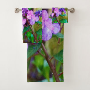 Purple Twist and Shout Hydrangea Flower Bath Towel Set