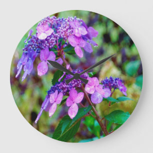 Purple Twist and Shout Hydrangea Flower Large Clock