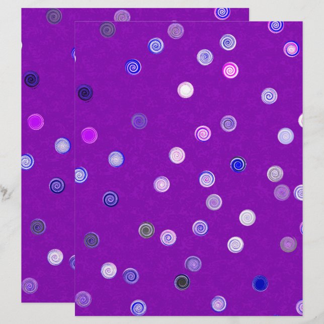 Purple Twisty Polka Dot Spiral 2-Sided Scrap Paper (Front/Back)