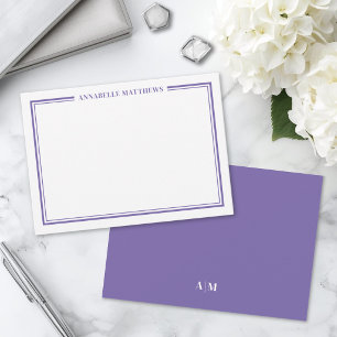 Purple Two Border Minimalist Monogram Card
