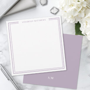 Purple Two Border Monogram Square Card