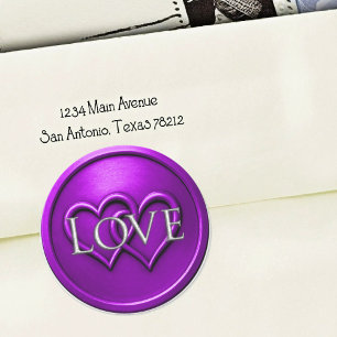 Purple Two Hearts Intertwined Wedding Classic Round Sticker