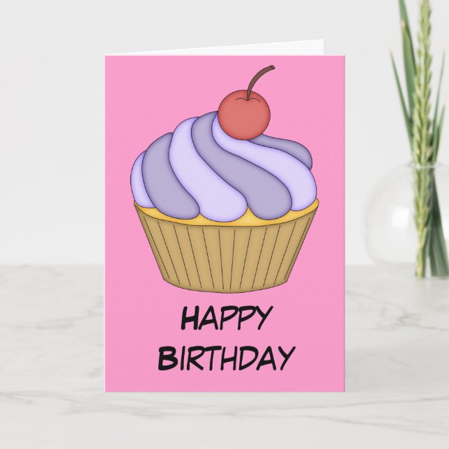 Purple Two Tone Cupcake Card (Front)