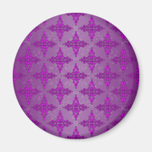 Purple Two Tone Damask Magnet