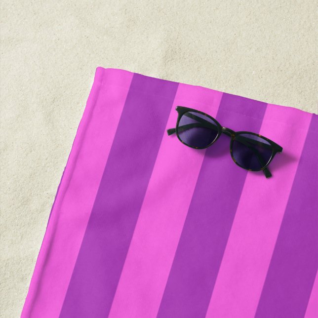 Purple Two Tone Stripes  Beach Towel (In Situ)