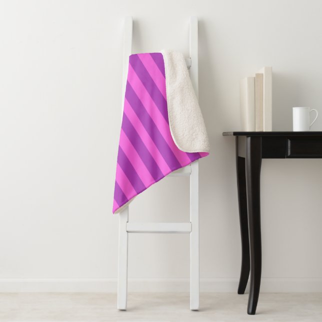 Purple Two Tone Stripes  Sherpa Blanket (In Situ)